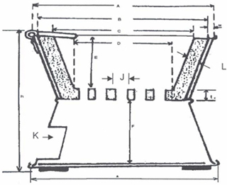 Figure 7 — Cross sectional view of the charcoal stove (view x-x)